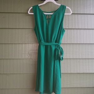 Pretty Green Spring Dress w/ Tie & Back Cut Outs
